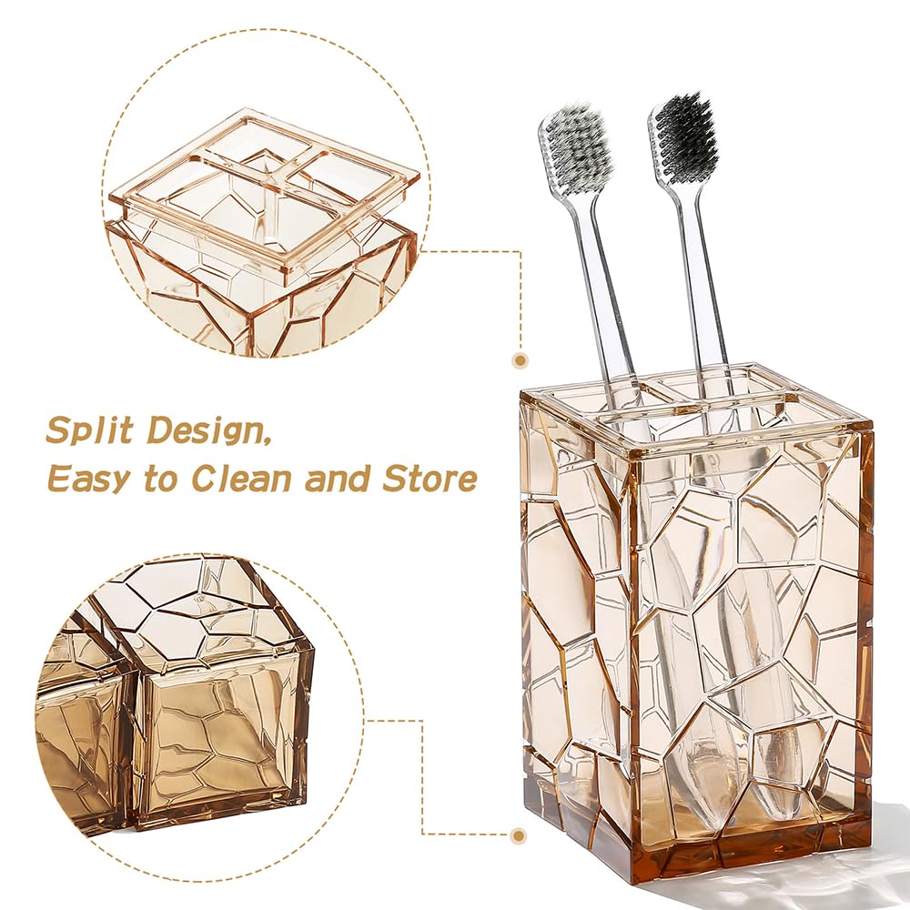 Clear Acrylic Bathroom Accessories Set - Rust-Free, Transparent Design - Includes Soap Dispenser, Toothbrush Holder, Cup, Soap D